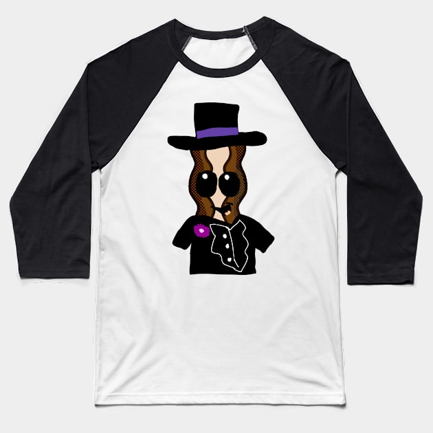 Top Hat Bacon Baseball T-Shirt by Eric03091978